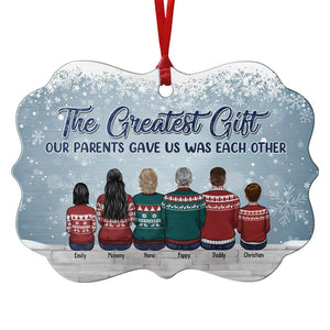 The Greatest Gift Our Parents Gave Us Was Each Other - Personalized Custom Benelux Shaped Wood/Aluminum Christmas Ornament - Gift For Family, Christmas Gift