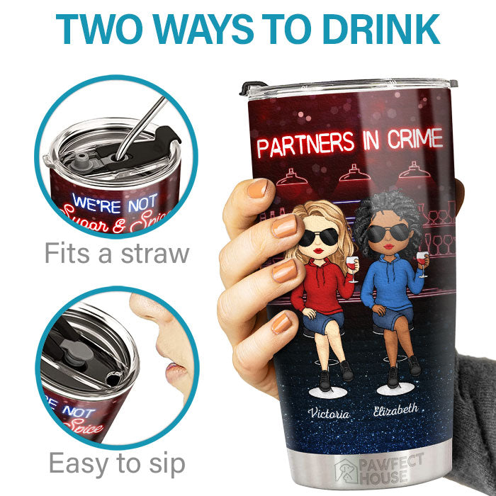 If We Get Caught, I'm Deaf & You Don't Speak English - Bestie Personalized Custom Tumbler - Gift For Best Friends, BFF, Sisters