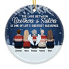 Brothers & Sisters At Heart Are Never Apart - Family Personalized Custom Ornament - Ceramic Round Shaped  - Christmas Gift For Siblings, Brothers, Sisters