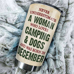 A Woman Loves Camping & Dogs - Personalized Tumbler - Gift For Camping Lovers, Gift For Pet Lovers