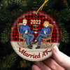 Husband Wife Married AF - Personalized Custom Round Shaped Ceramic Christmas Ornament - Gift For Couple, Husband Wife, Anniversary, Engagement, Wedding, Marriage Gift, Christmas Gift