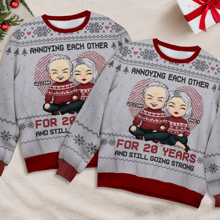 Annoying Couple For Years - Personalized Custom Unisex Ugly Christmas Sweatshirt, Wool Sweatshirt, All-Over-Print Sweatshirt - Gift For Couple, Husband Wife, Anniversary, Engagement, Wedding, Marriage Gift, Christmas Gift