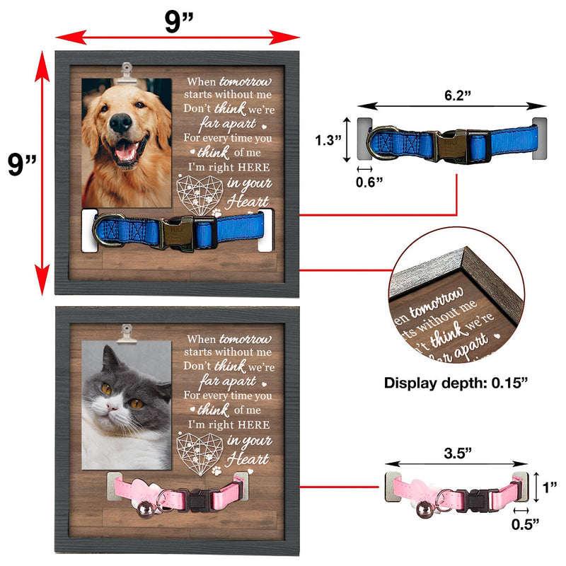 For Every Time You Think Of Me, I'm Right Here In Your Heart - Memorial Pet Loss Sign, Collar Picture Frame - Sympathy Gift, Gift For Pet Owners, Pet Lovers