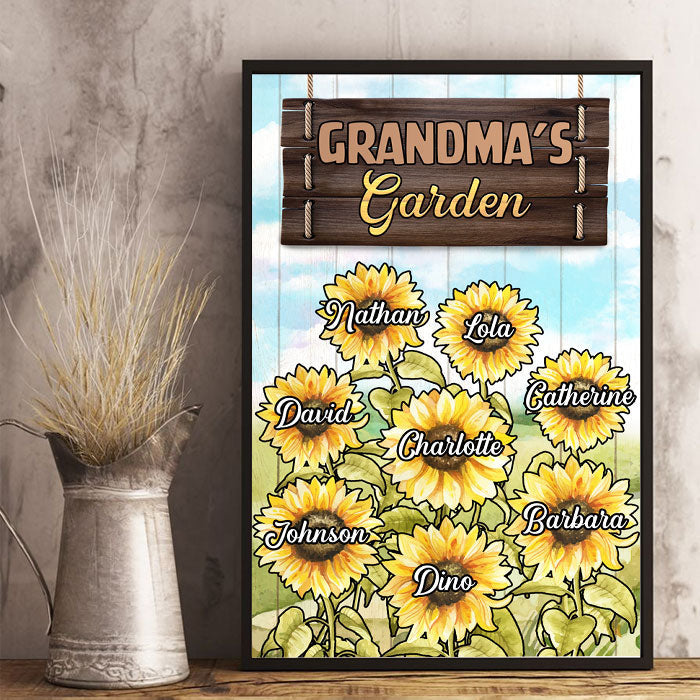 Grandma's Garden Sunflower - Personalized Vertical Poster.