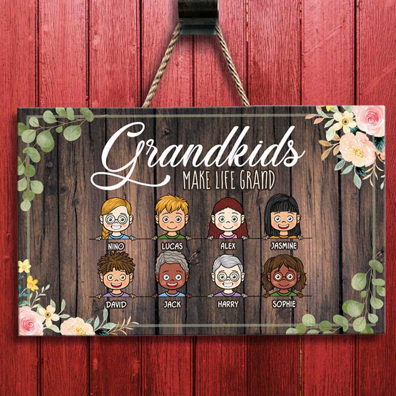 Grandkid Make Life Grand - Personalized Rectangle Sign