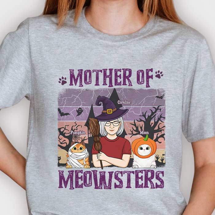 Mother Of Meowsters - Personalized Unisex T-Shirt, Hoodie, Sweatshirt - Gift For Pet Lovers, Halloween Gift