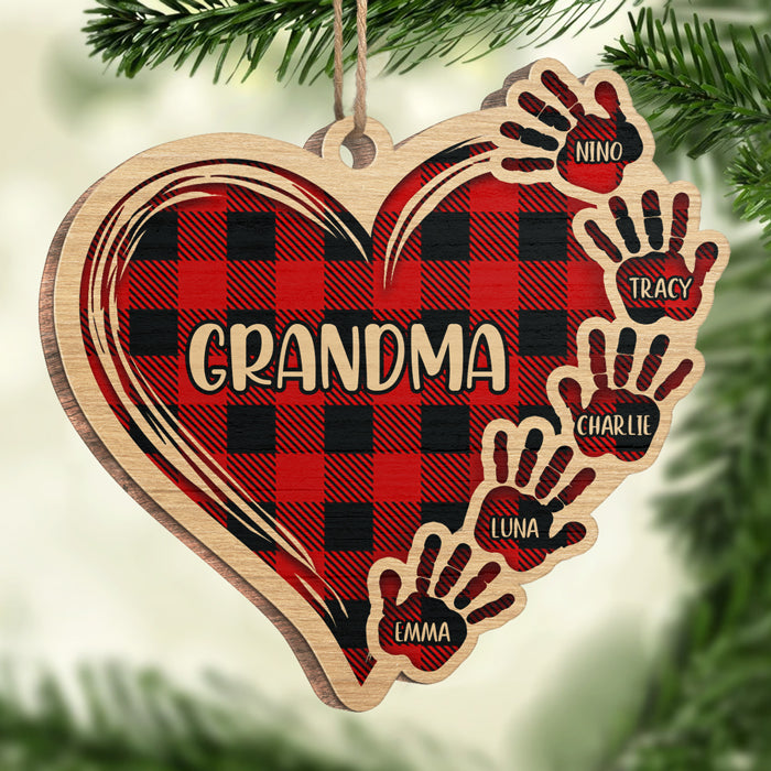 We Love You So Much - Personalized Custom Heart Shaped Wood Christmas Ornament - Gift For Grandma, Grandparents, Christmas Gift