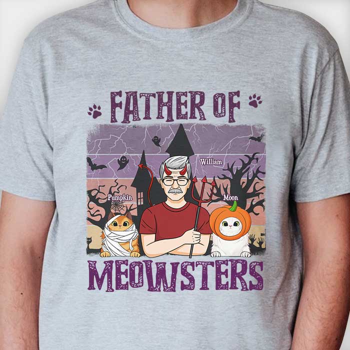 Father Of Meowsters - Personalized Unisex T-Shirt, Hoodie, Sweatshirt - Gift For Pet Lovers, Halloween Gift
