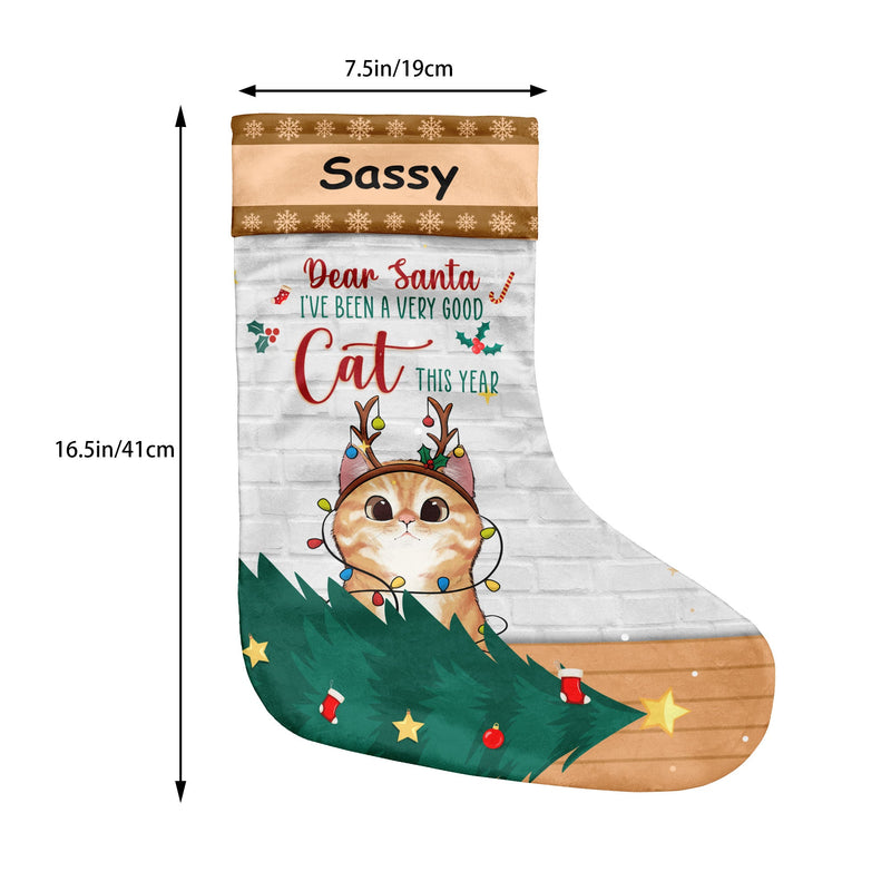 Naughty - Nice - I tried - Cat Christmas Costumes - Personalized Christmas Stocking