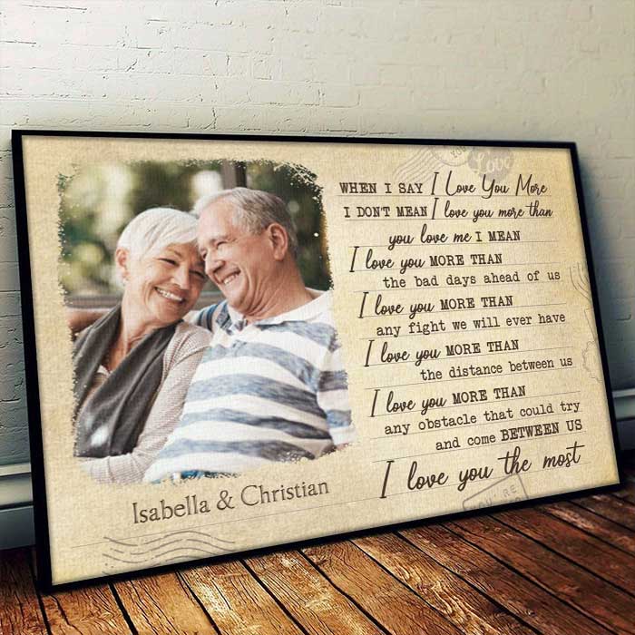 I Love You More Than The Distance Between Us - Upload Image, Gift For Couples - Personalized Horizontal Poster