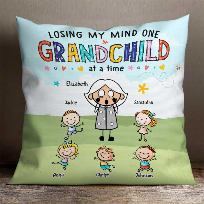 Losing My Mind One Grandchild At A Time - Gift For Grandma, Personalized Pillow (Insert Included)