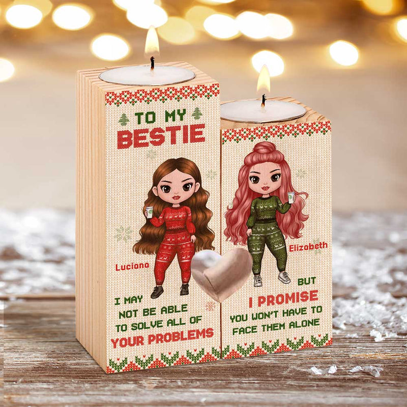 To My Bestie - I Promise To Help You Solve Your Problems - Personalized Candle Holder