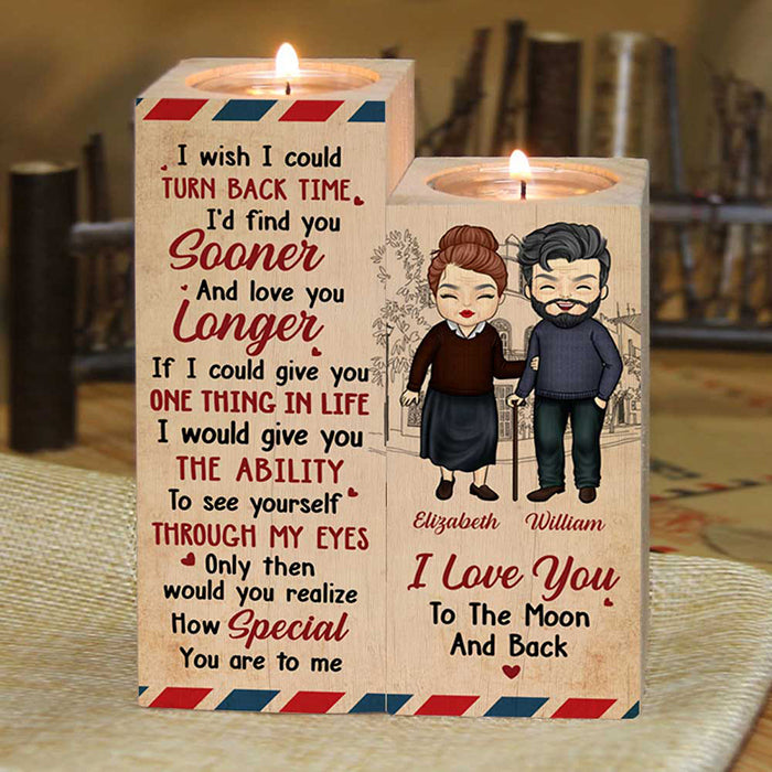 I Love You To The Moon And Back - Gift For Couples, Personalized Candle Holder