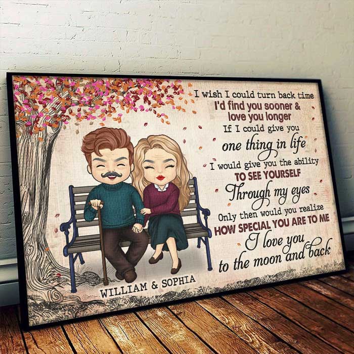 I Love You To The Moon And Back - Gift For Couples, Personalized Horizontal Poster