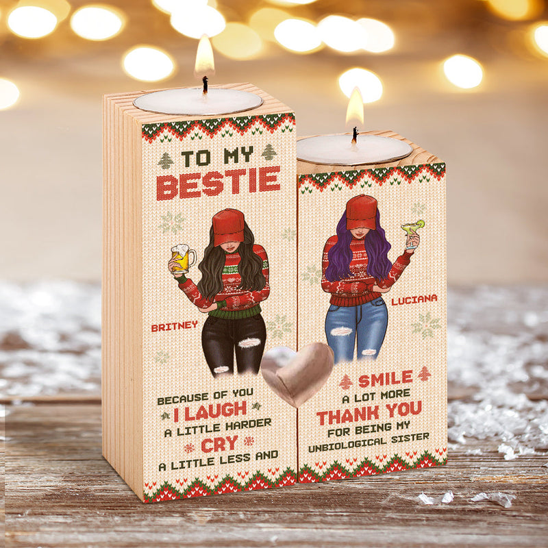 My Unbiological Sister Makes Me Smile A Lot More - Personalized Candle Holder