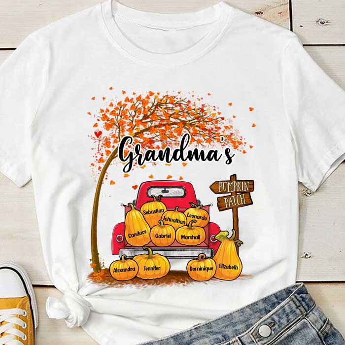 Grandma's Pumpkin Patch Fall - Personalized Unisex T-Shirt