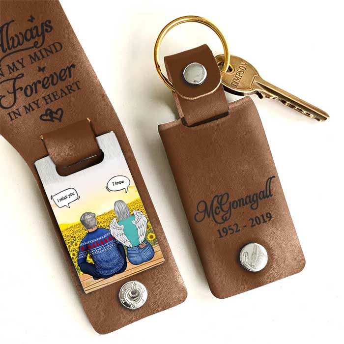 You're Forever In My Heart - Personalized PU Leather Keychain -  Memorial Gift, Sympathy Gift