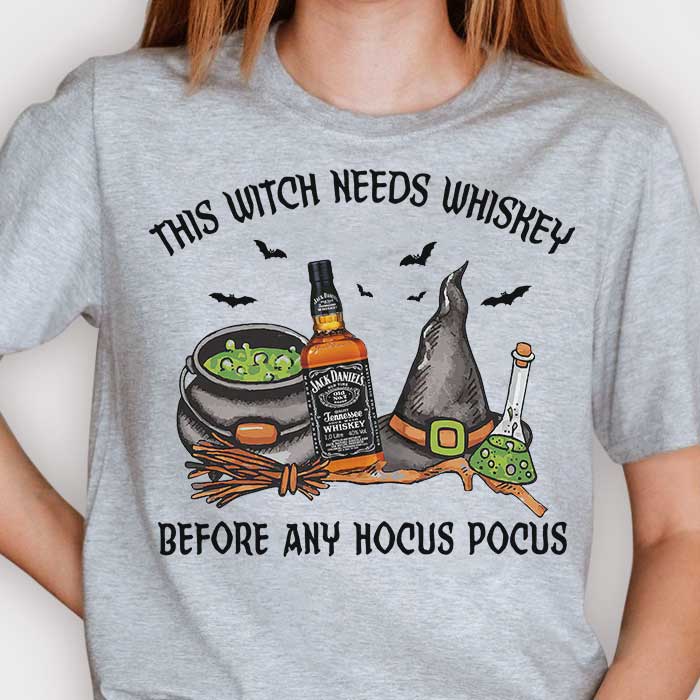This Witch Needs Drink Before Any Hocus Pocus - Personalized Unisex T-Shirt, Halloween Ideas..