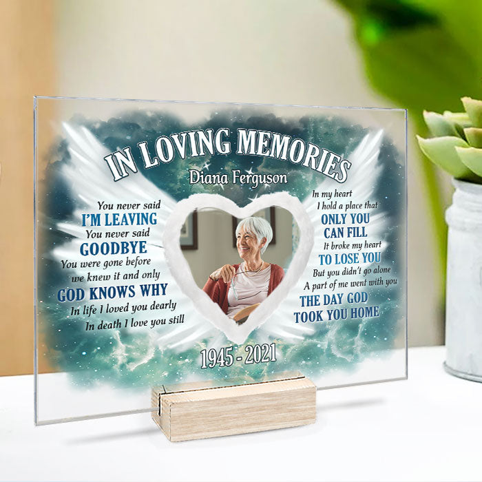 The Day God Took You Home - Personalized Acrylic Plaque - Upload Image, Memorial Gift, Sympathy Gift