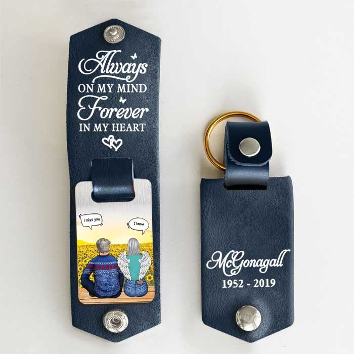 You're Forever In My Heart - Personalized PU Leather Keychain -  Memorial Gift, Sympathy Gift