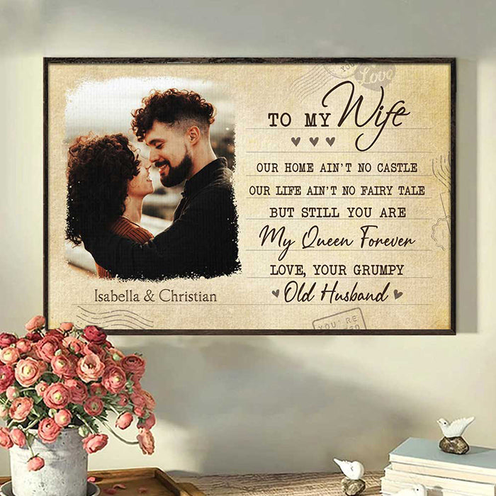 You're My Queen Forever - Upload Image, Gift For Couples - Personalized Horizontal Poster