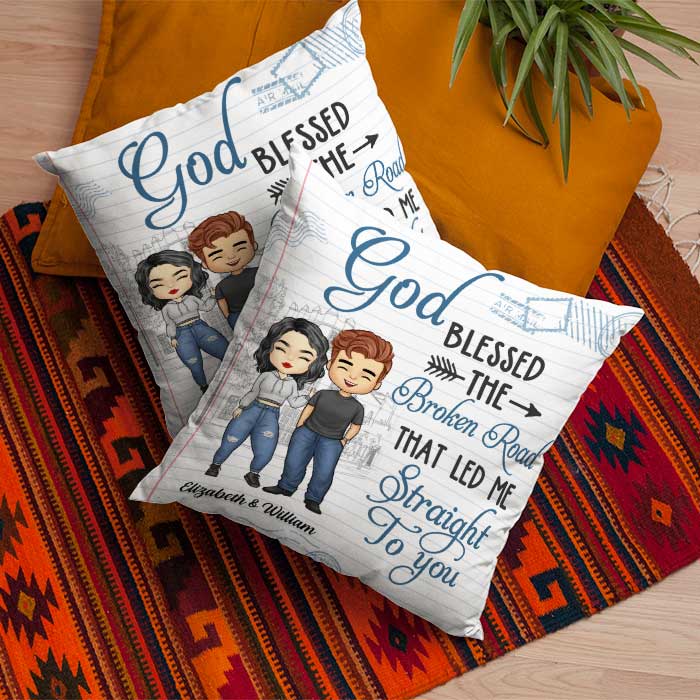 The Broken Road That Led Me Straight To You - Gift For Couples, Personalized Pillow (Insert Included)