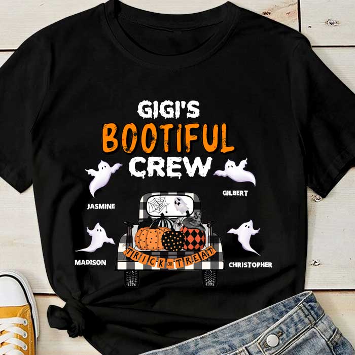 Bootiful Crew - Ghosts and Spiders  - Personalized Unisex T-Shirt, Halloween Ideas.