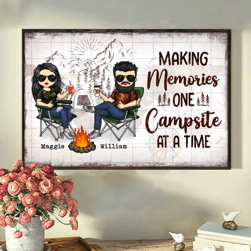 Making Memories One Campsite At A Time - Gift For Camping Couples, Personalized Horizontal Poster