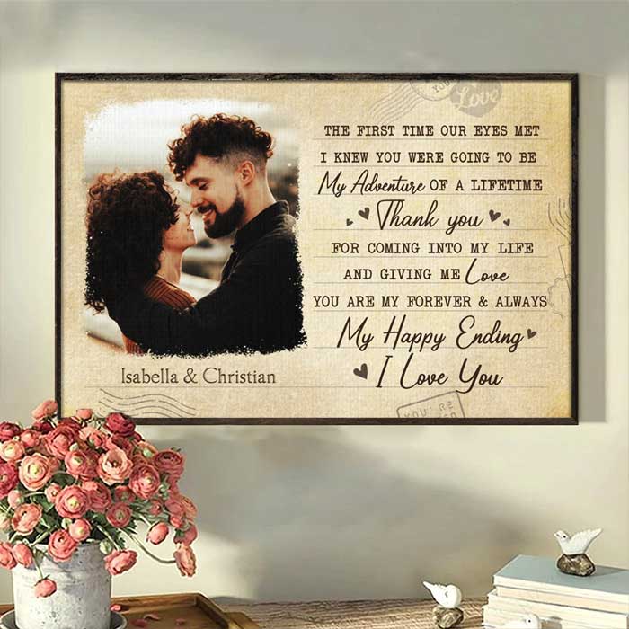 You Are My Happy Ending - Upload Image, Gift For Couples - Personalized Horizontal Poster