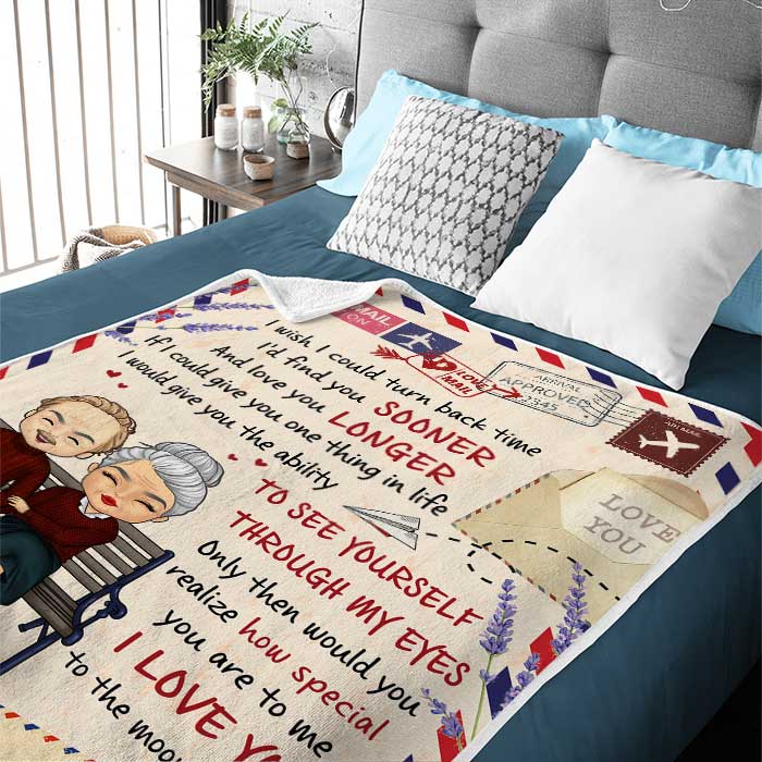 I Love You To The Moon And Back - Gift For Couples, Personalized Blanket
