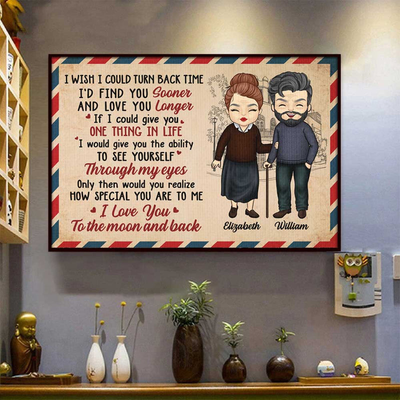 I Love You To The Moon And Back - Gift For Couples, Personalized Horizontal Poster