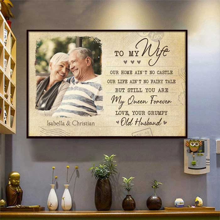 You're My Queen Forever - Upload Image, Gift For Couples - Personalized Horizontal Poster