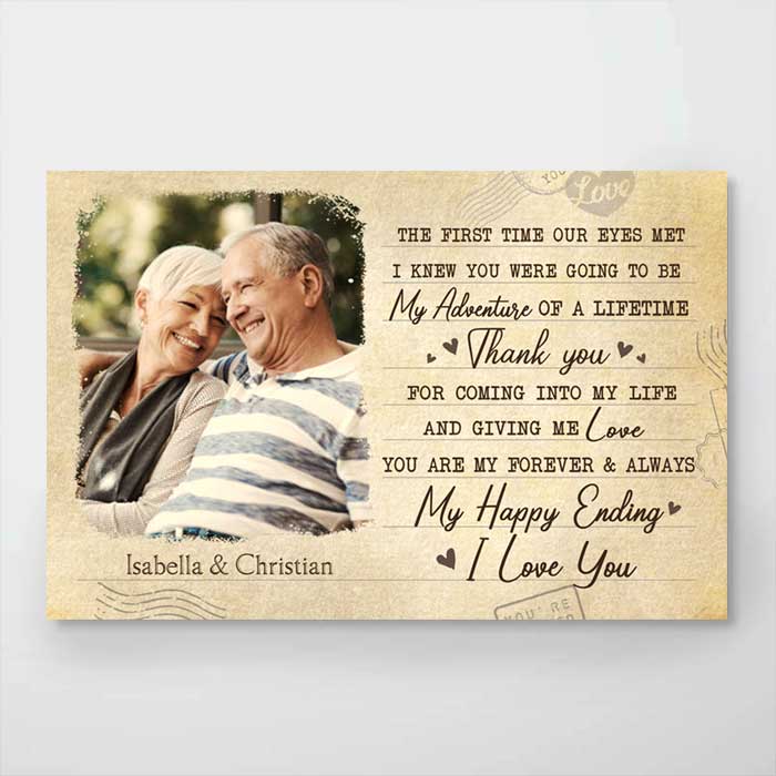 You Are My Happy Ending - Upload Image, Gift For Couples - Personalized Horizontal Poster