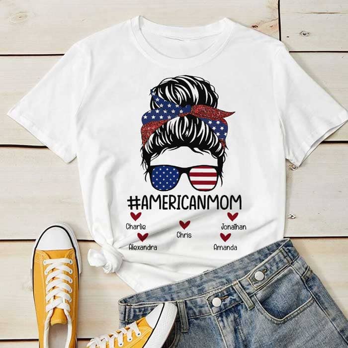 American Mom - Gift For 4th Of July - Personalized Unisex T-Shirt