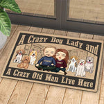 A Crazy Dog Lady Live Here, Sketch House - Personalized Decorative Mat