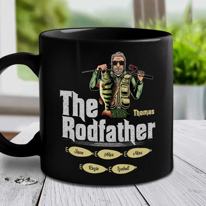 The Rodfather - Gift For Dad - Personalized Black Mug