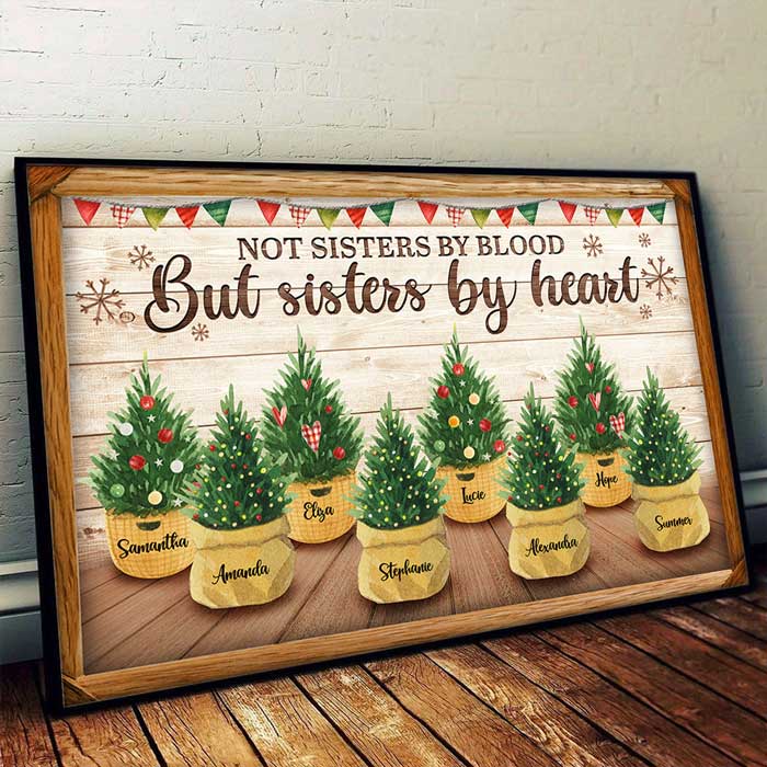 Not Sisters By Blood But Sisters By Heart - Personalized Horizontal Poster