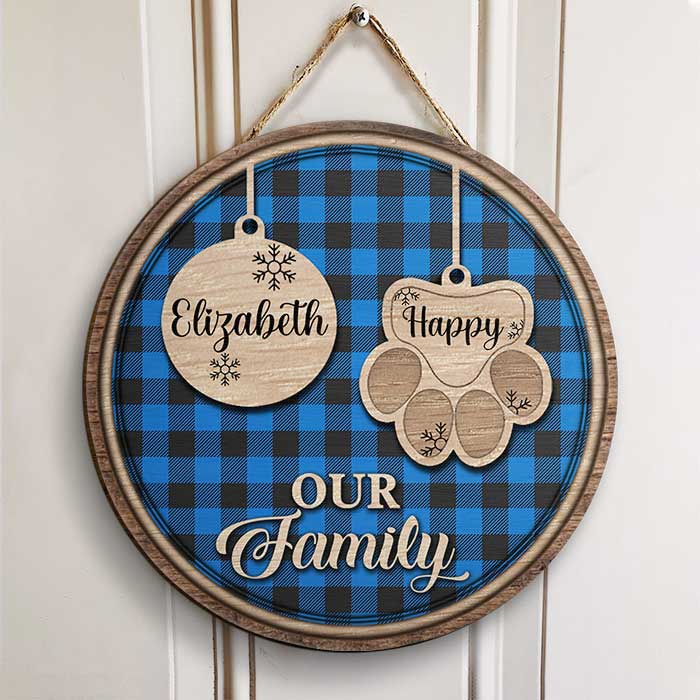 Happy Christmas With Our Family - Personalized Door Sign