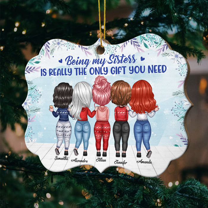 Life Is Better With Sisters - Personalized Custom Benelux Shaped Wood Christmas Ornament