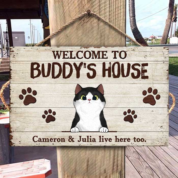 Welcome To The Cats' House - Funny Personalized Cat Rectangle Sign