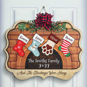 Christmas Stockings Hanging - Personalized Shaped Door Sign