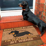 Don't Come In Here I'm Playing With My Wieners - Funny Personalized Decorative Mat
