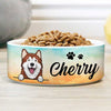 Beach Watercolor, Gift For Dog Lovers - Personalized Custom Ceramic Dog Bowls