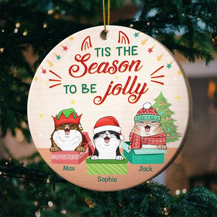 Tis The Season To Be Jolly - Personalized Custom Round Shaped Wood Christmas Ornament
