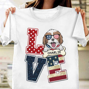 The Love For Dogs - Gift For 4th Of July - Personalized Unisex T-Shirt.