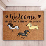 Welcome, Please Don't Step On My Wiener - Funny Personalized Decorative Mat, Doormat