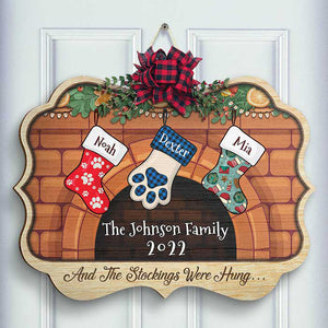 Christmas Stockings Hanging - Personalized Shaped Door Sign