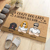 A Crazy Dog Lady And A Grumpy Old Man Live Here - Personalized Decorative Mat