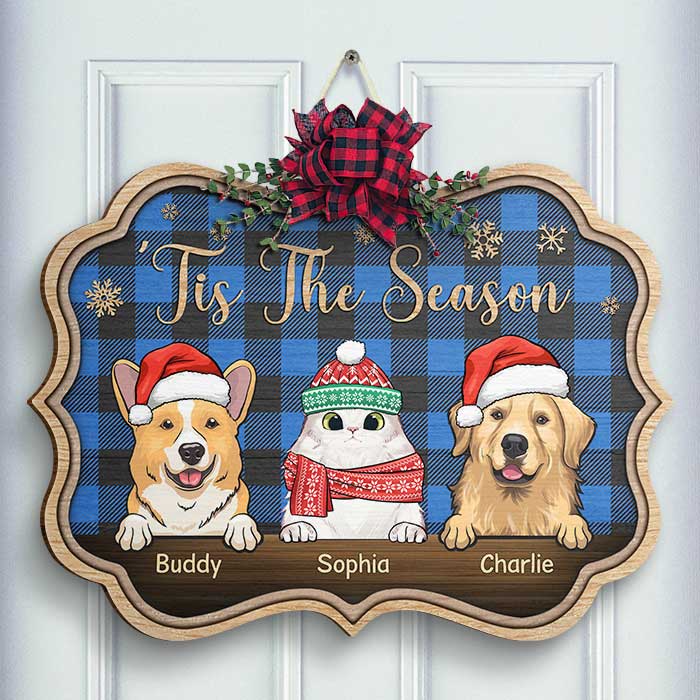Happy Pawlidays - Christmas Is Coming - Personalized Shaped Door Sign