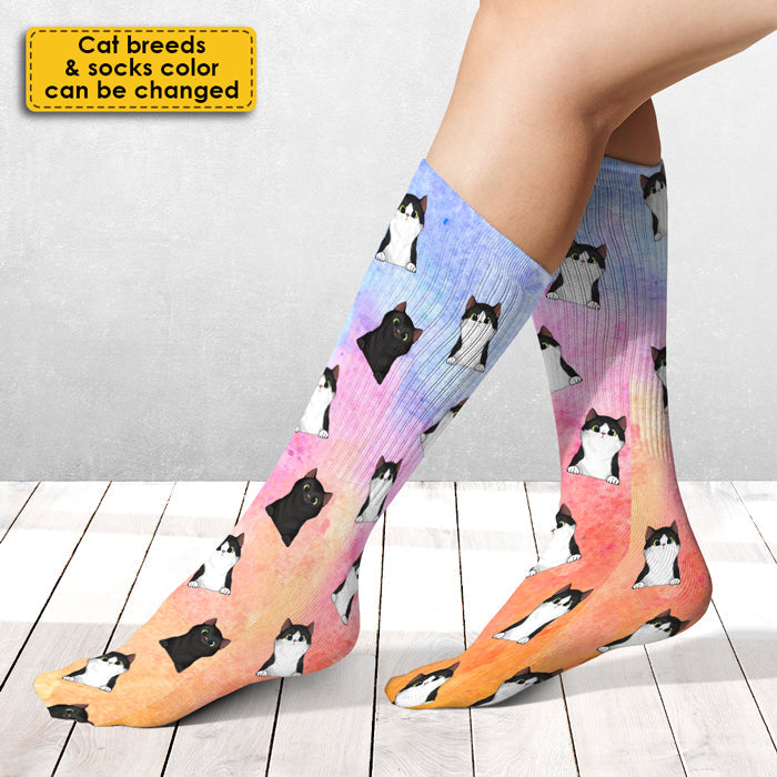 Colorful Galaxy - Gift For Cat Lovers - Personalized Socks
